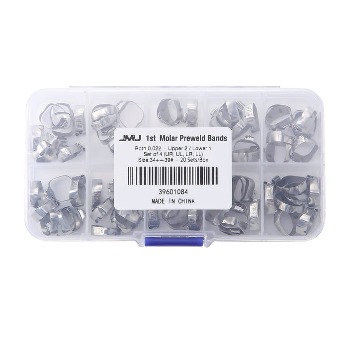 JMU 1st Molar Bands Pre-welded with Tubes Roth/MBT 0.022 Set of 4 20 Sets/Box - JMU DENTAL INC