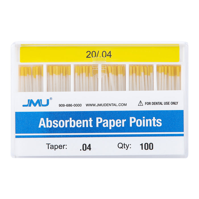 JMU Absorbent Paper Points Taper Size 0.04 #20 Color-coded 100pcs/Pack