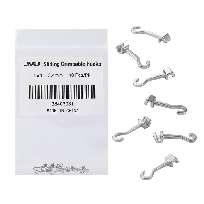 JMU Sliding Crimpable Hooks Left 0.21inch 10pcs/pk