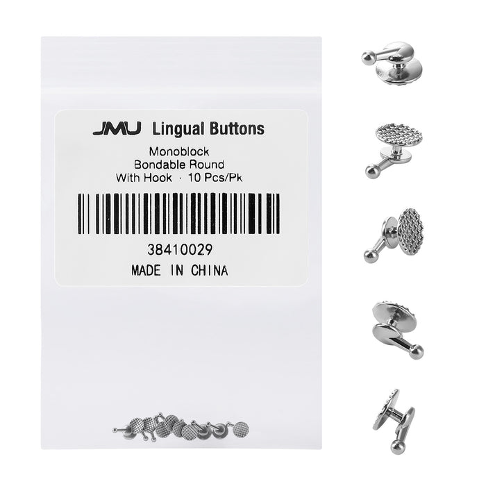 JMU Lingual Buttons Monoblock Bondable Round With Hook 10pcs/pk