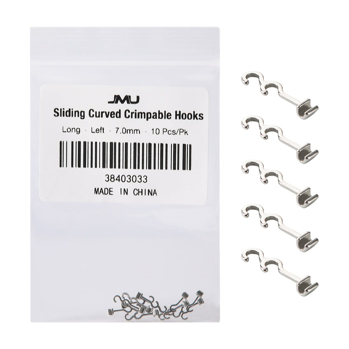 JMU Sliding Long Curved Crimpable Hooks Left 0.28inch 10pcs/pk
