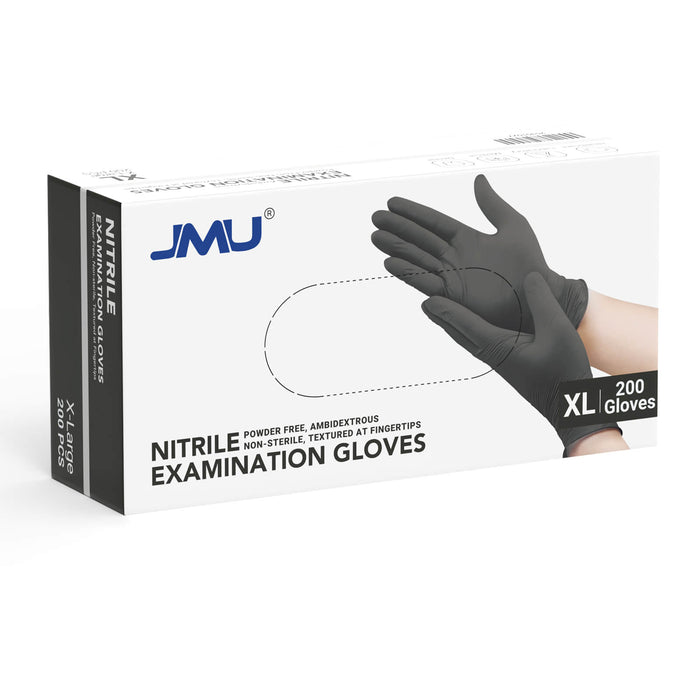 JMU Disposable Nitrile Exam Gloves Black/Blue Powder Free 4 Mil XL 200Pcs/Box - JMU DENTAL INC