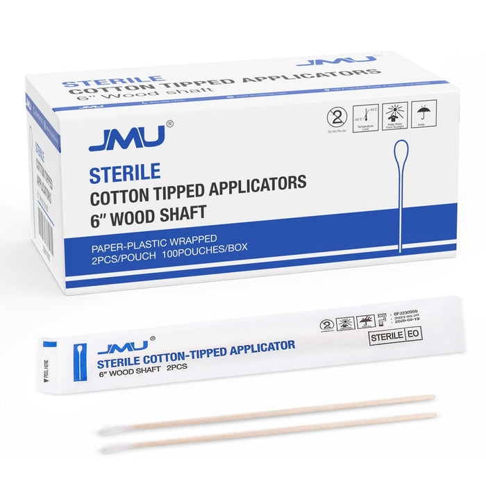 JMU Disposable Sterile 6" Cotton Swab Tipped Applicator 200Pcs/Box - JMU DENTAL INC