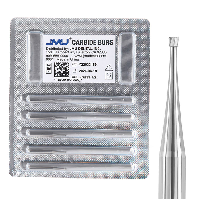 JMU Carbide Burs FG Inverted Cone 5/Pk - JMU DENTAL INC