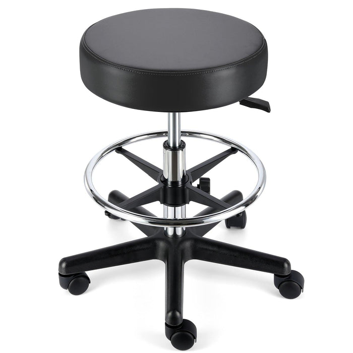 JMU Dental Round Rolling Stool with Adjustable Height & Footrest - JMU Dental