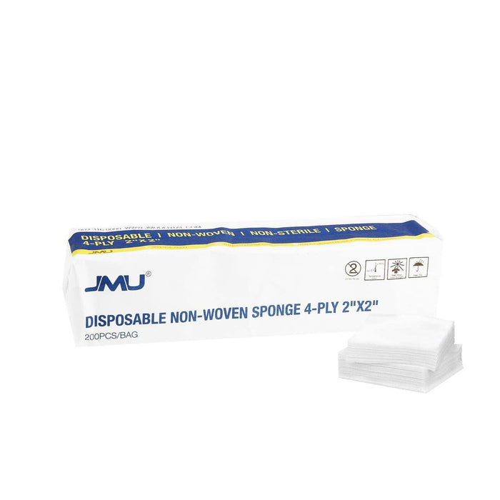 JMU Gauze Pads Non-Woven Sponge 4-Ply 2"x2" 200Pcs/Bag - JMU DENTAL INC