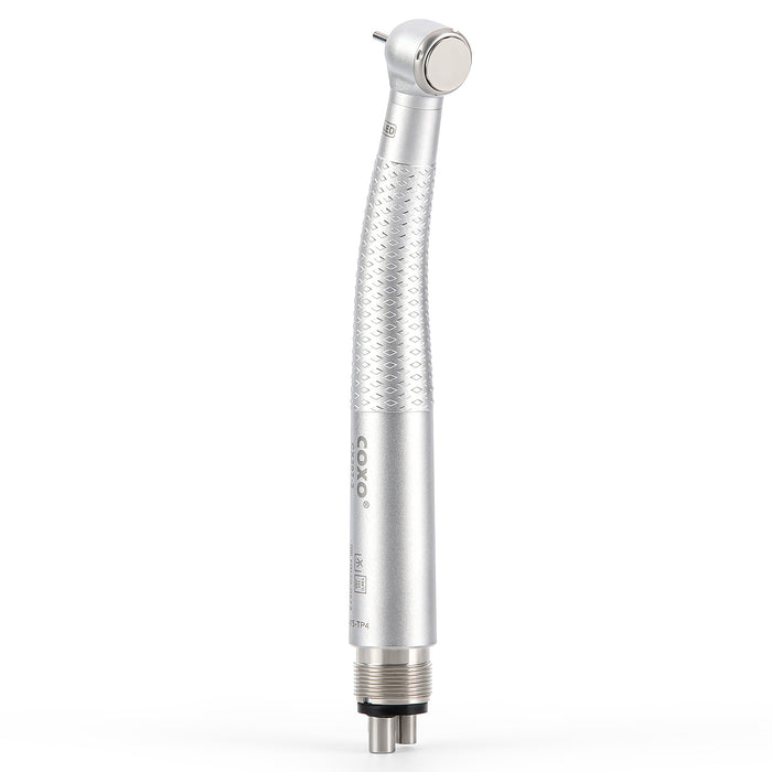 COXO CX207-2 LED High Speed Air Turbine Handpiece with Generator Shadowless Series Torque Head 4 Port Spray 4 Hole Coupler # H75-TP4 - JMU DENTAL INC