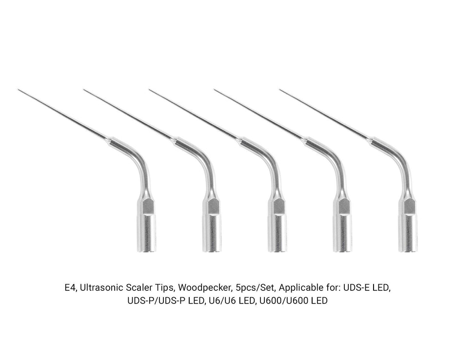 Woodpecker E4 Ultrasonic Scaler Tips 5pcs/Set- jmudental.com