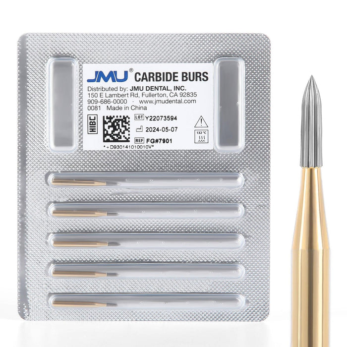 JMU Trimming&Finishing Carbide Burs, Needle, 12 Blades, 5/pk - JMU Dental