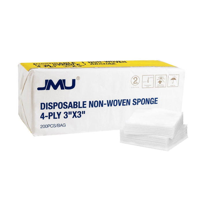 JMU Gauze Pads Non-Woven Sponge 4-Ply 3"x3" 200Pcs/Bag - JMU DENTAL INC
