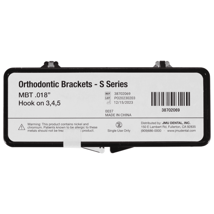 JMU Standard Roth Brackets, Hook on 3,4,5 - S Series (MIM), 20pcs/set - JMU Dental