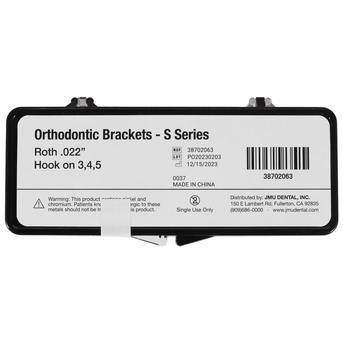 JMU Standard Roth Brackets, Hook on 3,4,5 - S Series (MIM), 20pcs/set - JMU Dental