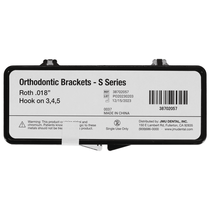 JMU Standard Roth Brackets, Hook on 3,4,5 - S Series (MIM), 20pcs/set - JMU Dental