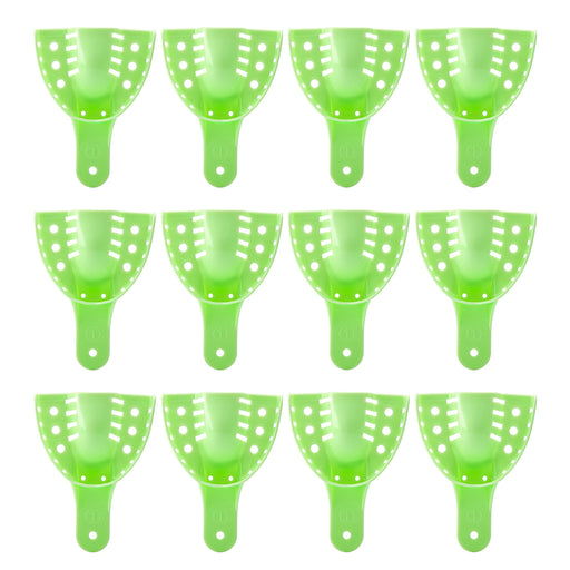 JMU Disposable Dental Impression Trays Green Perforated 12Pcs/Bag - JMU DENTAL INC