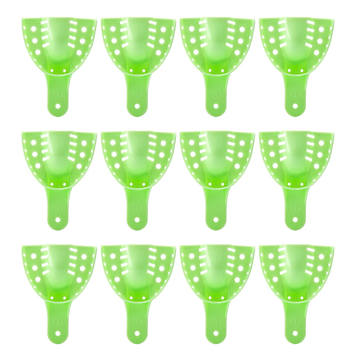 JMU Disposable Dental Impression Trays Green Perforated 12Pcs/Bag - JMU DENTAL INC