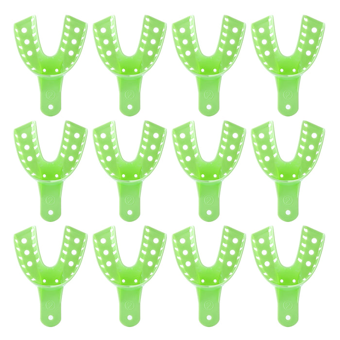 JMU Disposable Dental Impression Trays Green Perforated 12Pcs/Bag - JMU DENTAL INC