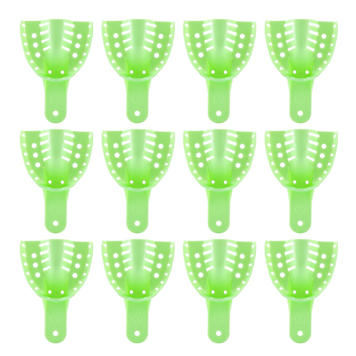 JMU Disposable Dental Impression Trays Green Perforated 12Pcs/Bag - JMU DENTAL INC