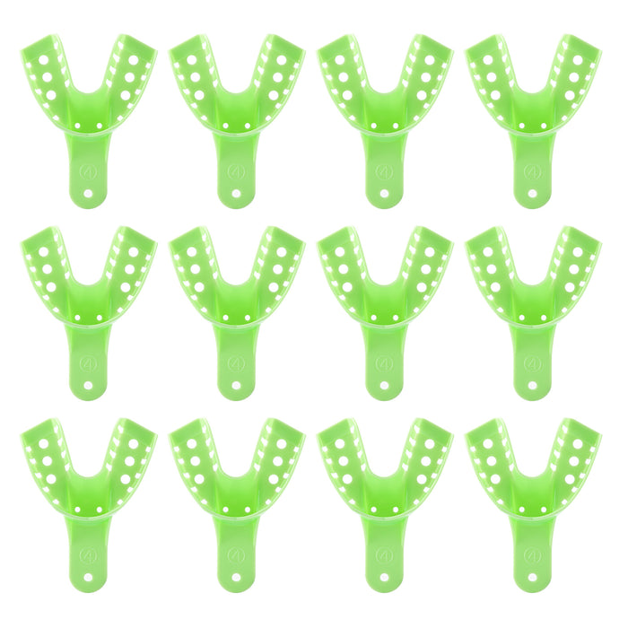 JMU Disposable Dental Impression Trays Green Perforated 12Pcs/Bag - JMU DENTAL INC