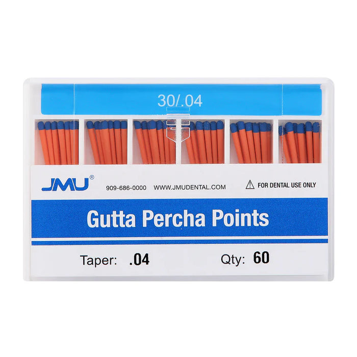 JMU Dental Gutta Percha Points Taper Size 0.04 #20, #25, #30, #15-40 Color-coded 60pcs/Pack