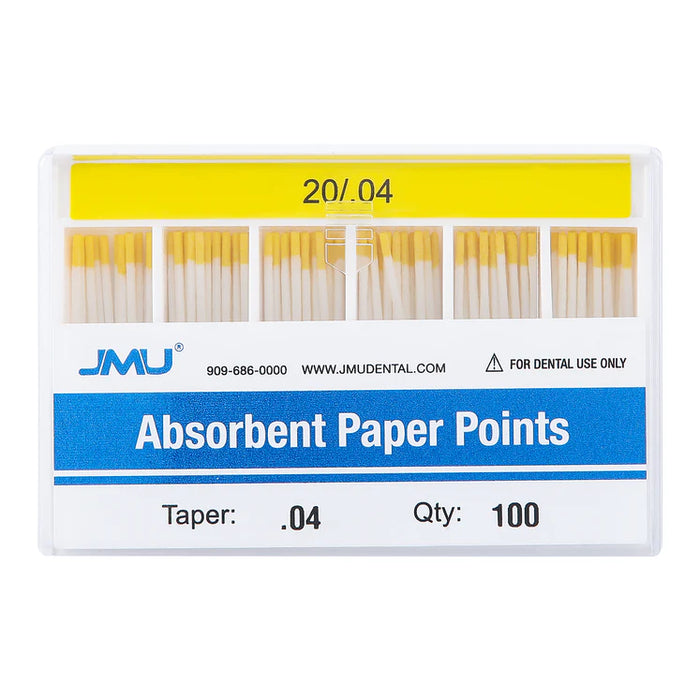 JMU Absorbent Paper Points Taper Size 0.04 #30 #25 #20 #15-40 Assorted Color-coded 100pcs/Pack
