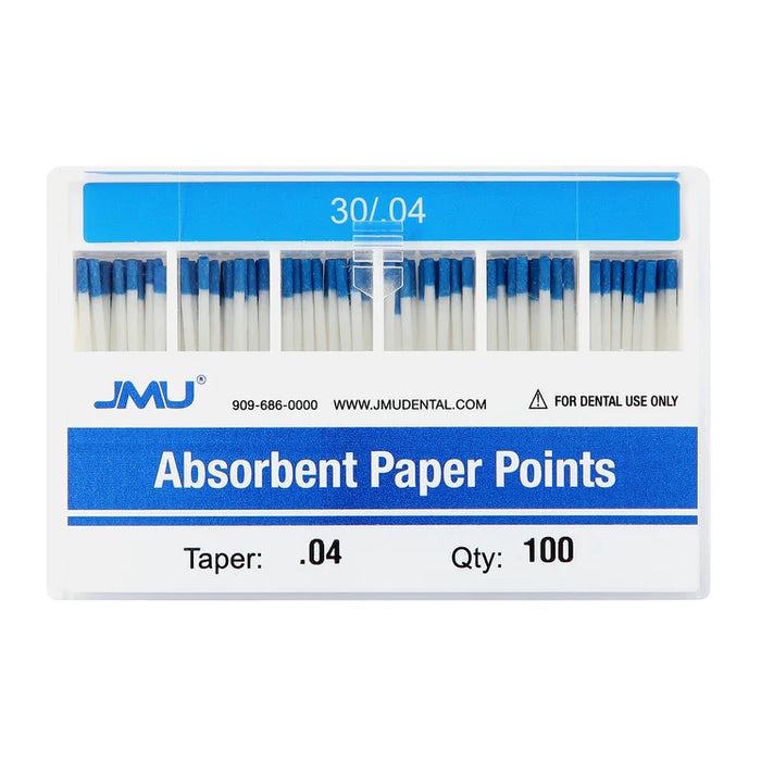 JMU Absorbent Paper Points Taper Size 0.04 #30 #25 #20 #15-40 Assorted Color-coded 100pcs/Pack