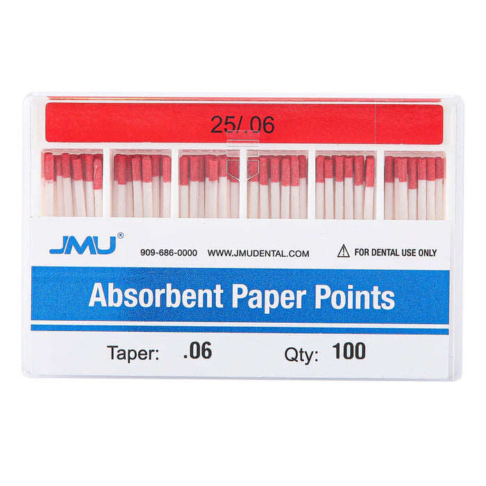 JMU Absorbent Paper Points Taper Size 0.06 #30 #25 #15-40 Assorted Color-coded 100pcs/Pack