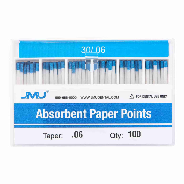 JMU Dental Absorbent Paper Points Taper Size 0.06 #30 #25 #15-40 Assorted Color-coded 100pcs/Pack - JMU DENTAL INC