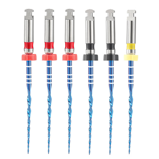 JMU NITI ROTARY FILES, RC-B ONLY FILES, #25(21mm), Sterilized Packing, 6pcs/Pk, (BLUE) - JMU Dental