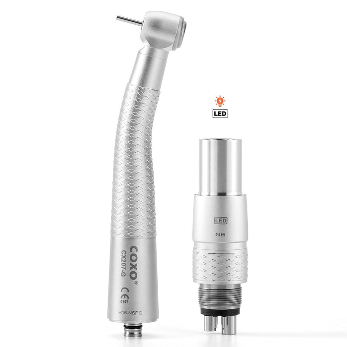 COXO CX207-G Fiber-opticÊHigh-speed Air Turbine Handpiece, ³300,000rpm, Standard Head, 3-port spray, (no coupling, fit into NSK or COXO 229-GN 6-hole coupler), #H16-NSPQ - JMU Dental