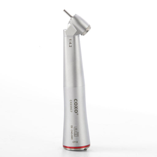 COXO CX235C7 45¡ Speed-increasing Electric Handpiece, 1:4.2 Contra Angle, W/Fiber Optic, Inner Channel, Appr.168,000rpm, Push Button, for FG burs ¯1.6mm. #C7-3 - JMU Dental