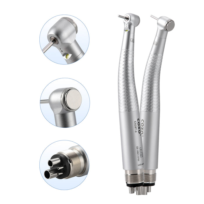 COXO CX207-2 LED High-Speed Air Turbine Handpiece Mini Head with Led Lighting - JMU DENTAL INC