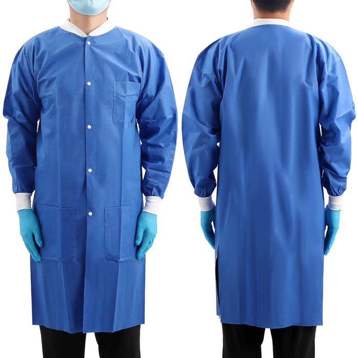 JMU Plus SMS Lab Coat with 3 Pockets Knee Length Dark Blue 1pc/bag - JMU DENTAL INC