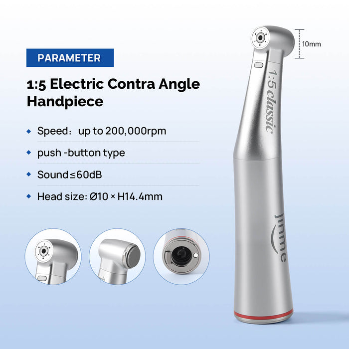 Jinme 1:5 Contra Angle Speed Increasing Electric Handpiece for E-type Motors - JMU DENTAL INC