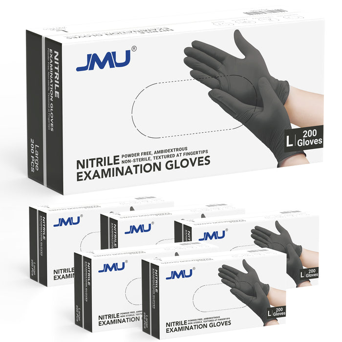 JMU Disposable Nitrile Exam Gloves Black Powder Free 4 Mil XS/S/M/L/XL 200Pcs/Box - JMU DENTAL INC