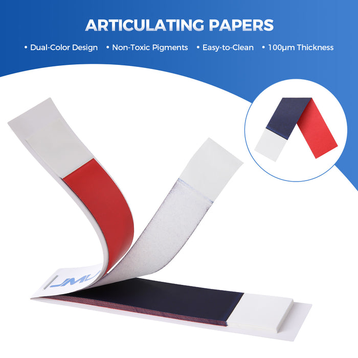 JMU Dental Grade Articulating Papers Straight Shape Dual-Color 144Sheets/Box - JMU DENTAL INC