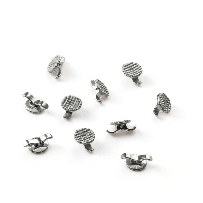 JMU Lingual Buttons Mesh Base Bondable Round With Cleat Hole 10pss/bag - JMU DENTAL INC