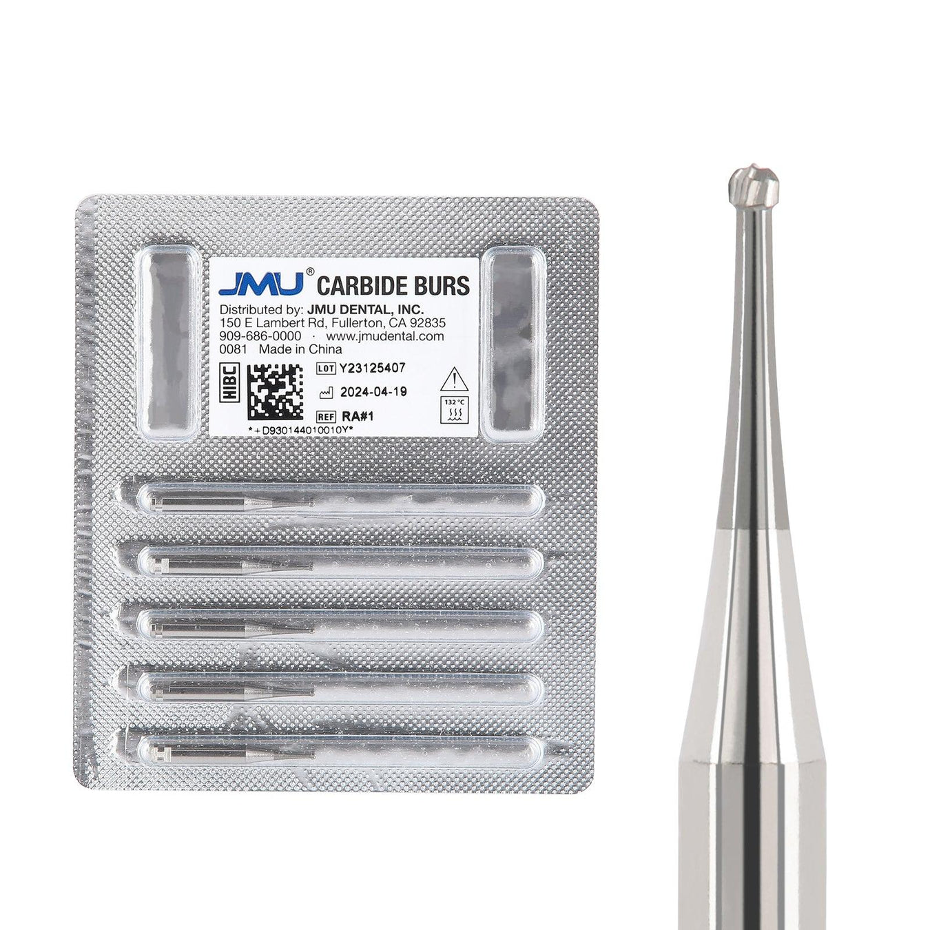 JMU Carbide Burs, Round, RA, 5/pk - JMU Dental