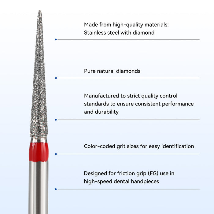 JMU Diamond Burs FG Fine Grit Needle 5/Pk