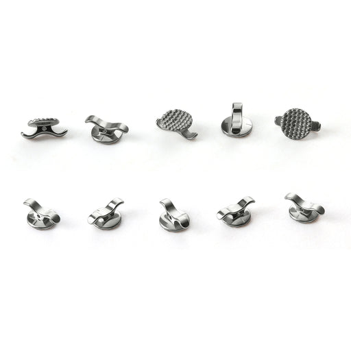 JMU Lingual Buttons Mesh Base Bondable Round With Cleat Hole 10pss/bag - JMU DENTAL INC