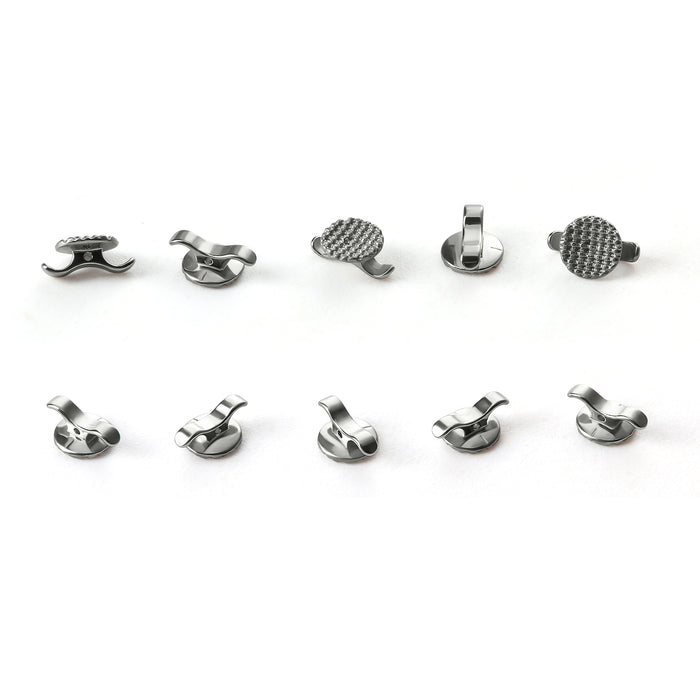 JMU Lingual Buttons Mesh Base Bondable Round With Cleat Hole 10pss/bag - JMU DENTAL INC