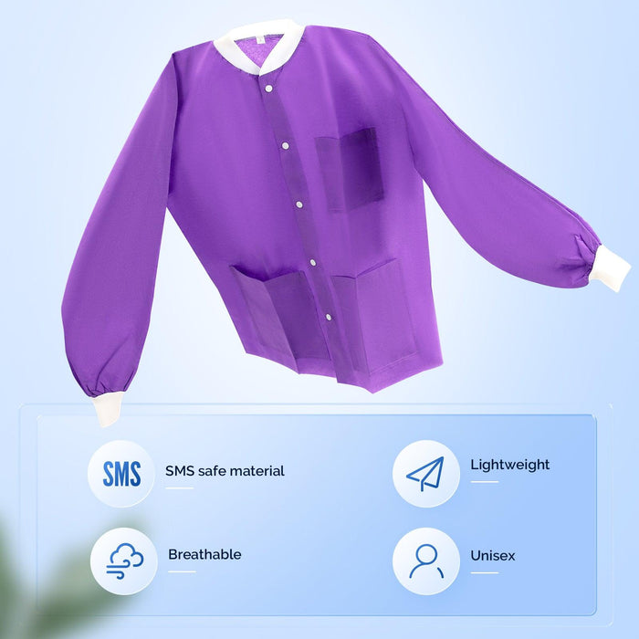 JMU Plus SMS Jacket with 3 Pockets Hip Length Purple 1pc/bag - JMU DENTAL INC