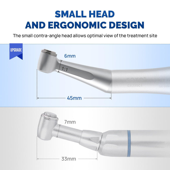 COXO CX235C1 Low-speed Handpiece, 1:1 External, Contra Angle, Max.40,000rpm, Push Button, for CA burs ¯2.35mm. #C1-1 - JMU Dental
