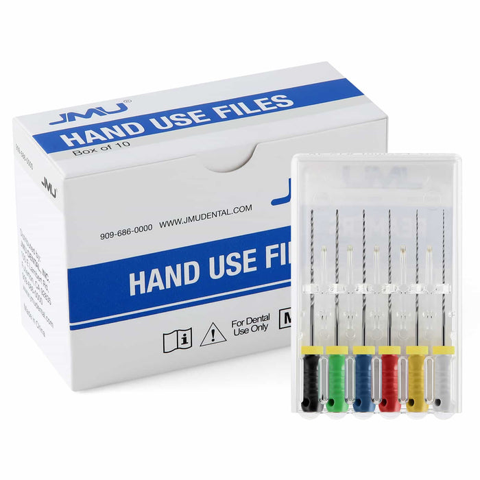 JMU Hand Use Files 25mm Reamers Stainless Steel #15-40 6/Pk - JMU DENTAL INC