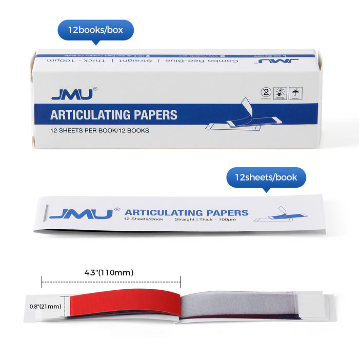 JMU Dental Grade Articulating Papers Straight Shape Dual-Color 144Sheets/Box - JMU DENTAL INC