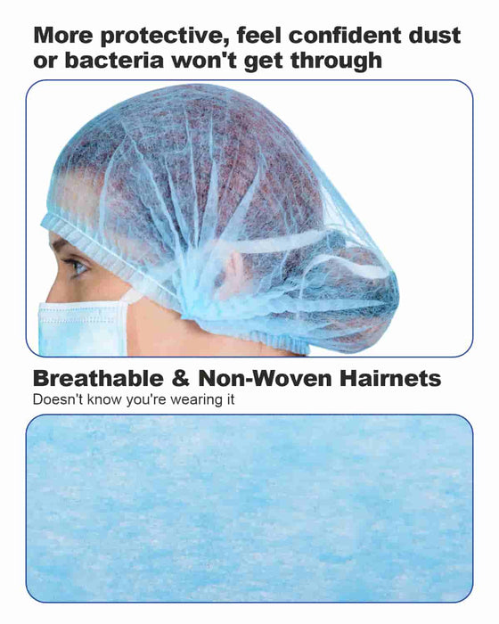 JMU Dental Clip Bouffant Caps Blue 24" Double Elastic Dust-Proof 100/Bag - JMU DENTAL INC