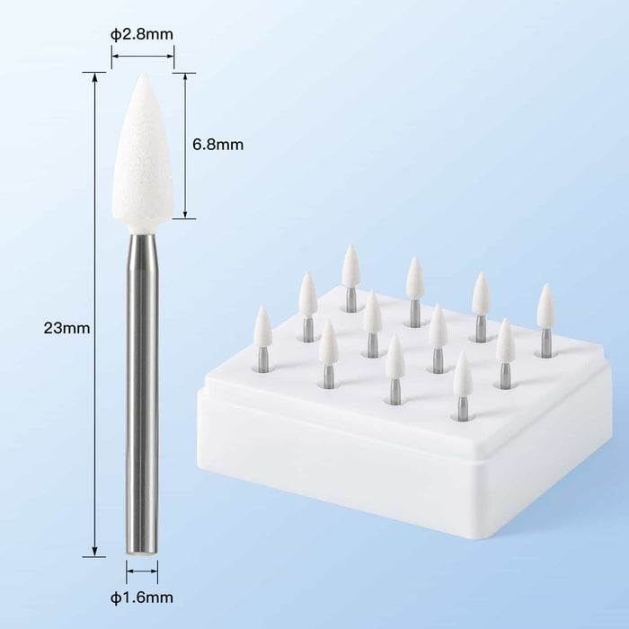 JMU Dental FG White Mounted Stone Flame Shape/Pointed Cone 12pk - JMU DENTAL INC