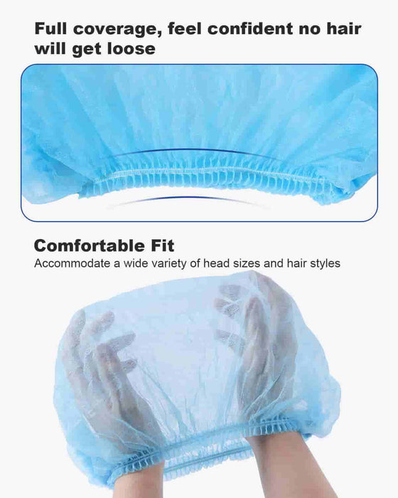 JMU Dental Clip Bouffant Caps Blue 24" Double Elastic Dust-Proof 100/Bag - JMU DENTAL INC