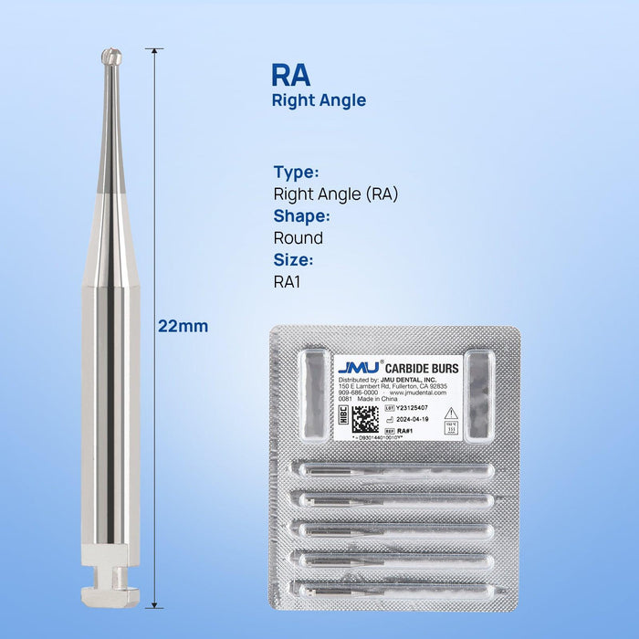 JMU Carbide Burs, Round, RA, 5/pk - JMU Dental