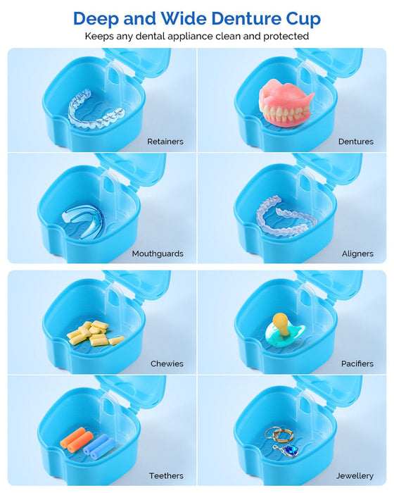 JMU Denture Bath Case Retainer Box with Strainer Apple Shaped - JMU DENTAL INC