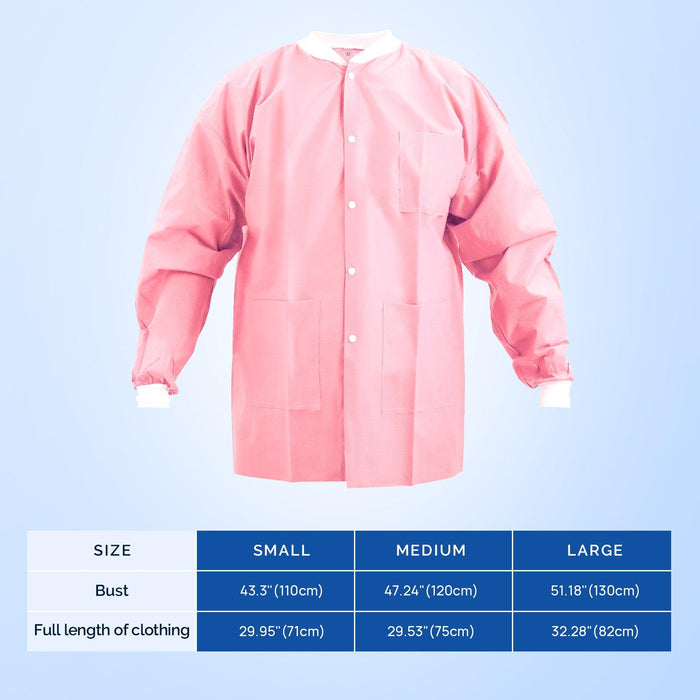 JMU Plus SMS Jacket with 3 Pockets Hip Length Pink 1pc/bag - JMU DENTAL INC